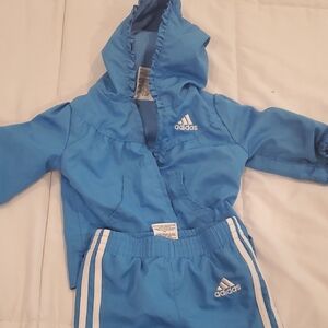 Adidas Baby Blue Tracksuit with White Stripes 6 M